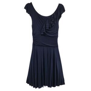 Bailey 44 Made in USA Navy Blue Rushing Ruffle Cap Sleeve Dress Women's Size S